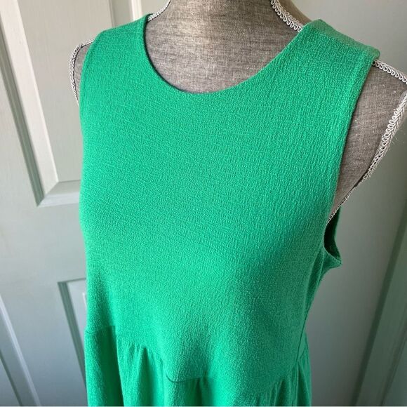Draper James sleeveless textured midi dress Size L Kelly Green - Picture 2 of 5